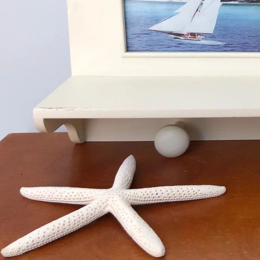 NEW Nautical Coastal Wall Shelf With Pegs & Photo Slots